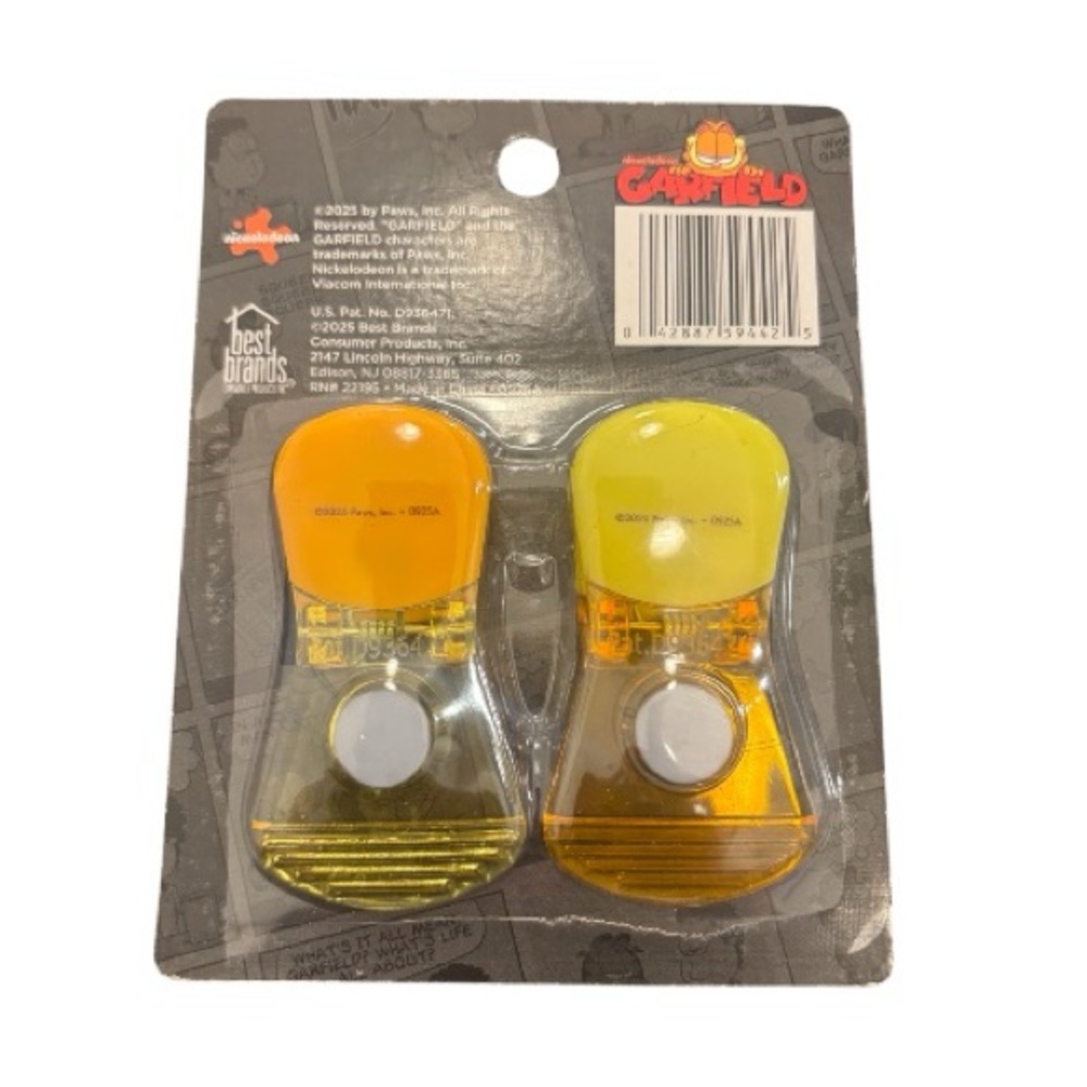 Garfield 2-Pack Yellow & Orange Magnetic Bag Clips - Picture 2 of 2